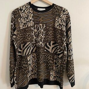 Vintage Cathy Daniels Animal Print Knit Pullover
